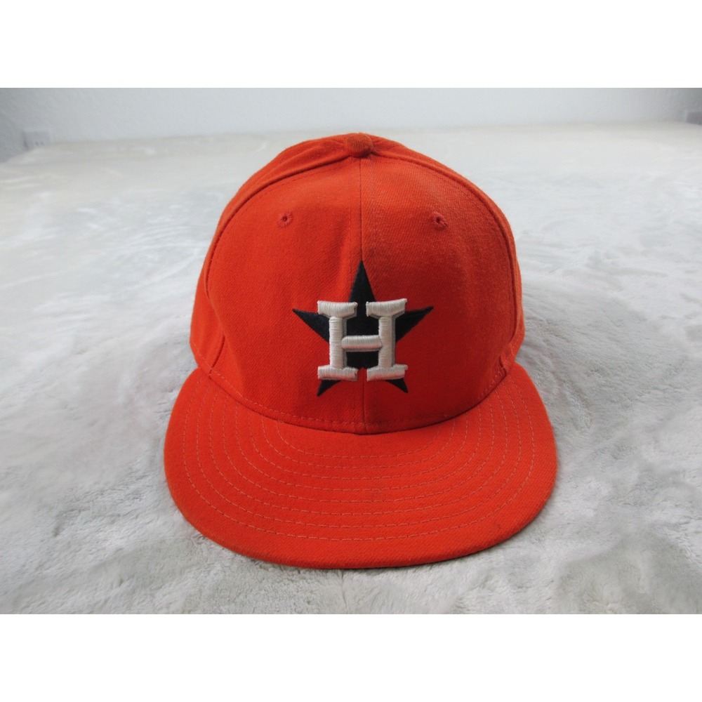 Houston Astros Cap Hat Mens 7 3/4 Orange New Era Offical On Field Baseball MLB*